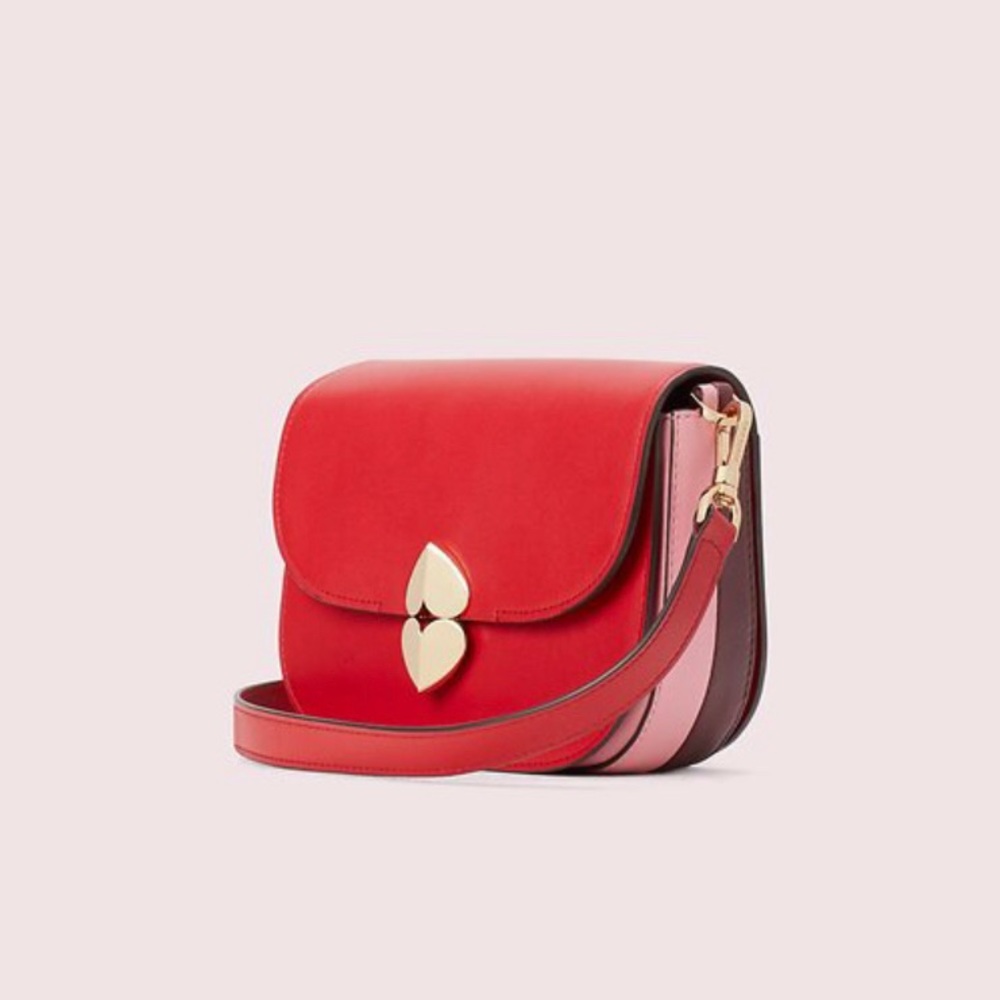 NWT Kate Spade Lula small saddle bag crossbody hot chili red pink Sold out